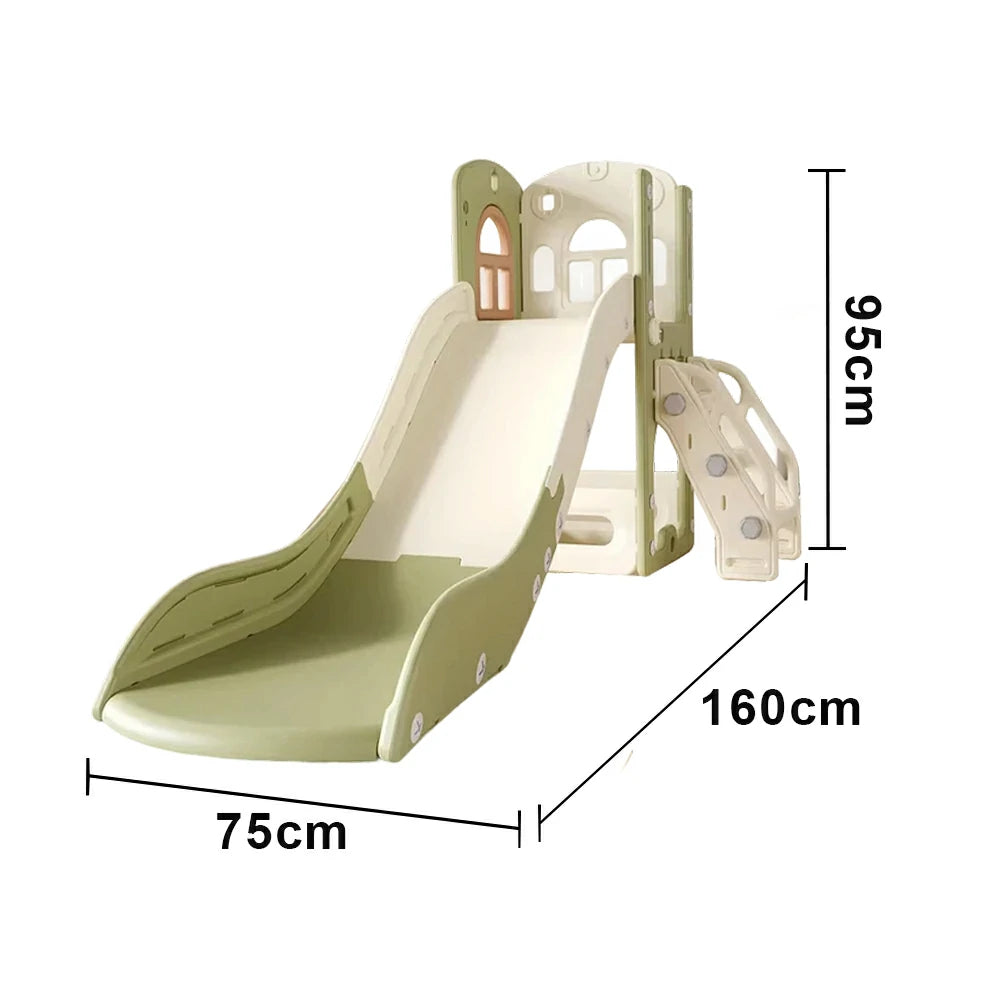 LIVARA Kids Slide, Anti-Slip Textured Surface, Stable Reinforced Base, Durable Plastic, Built-in Storage Basket - Green