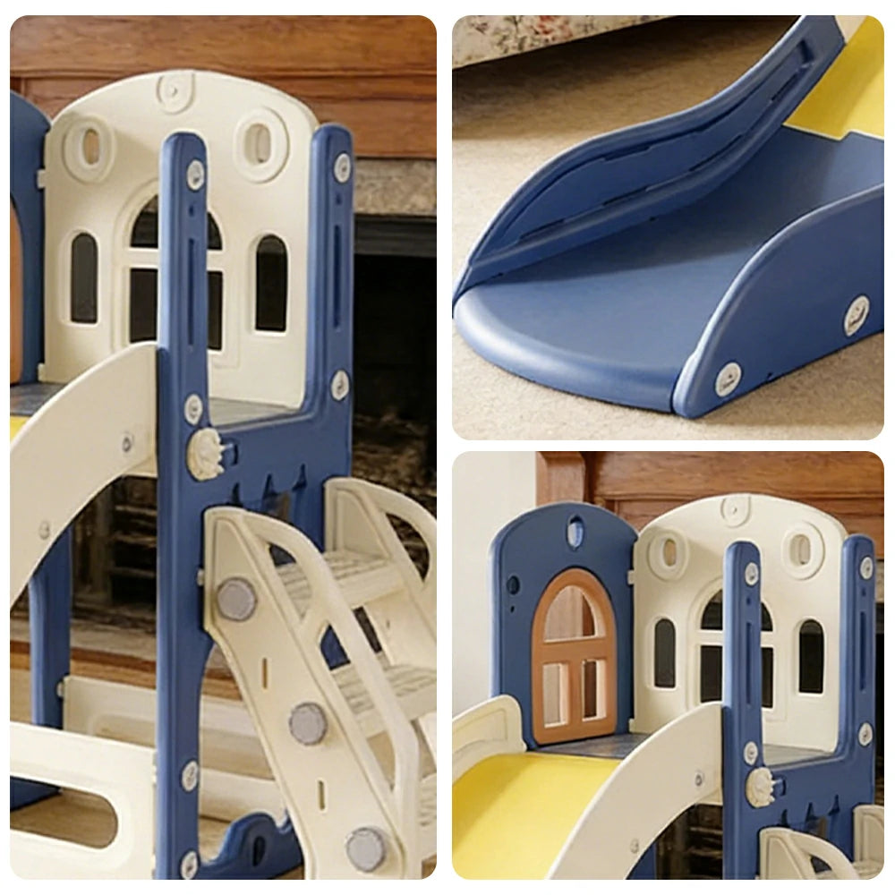 LIVARA Kids Slide, Anti-Slip Textured Surface, Stable Reinforced Base, Durable Plastic, Built-in Storage Basket - Blue