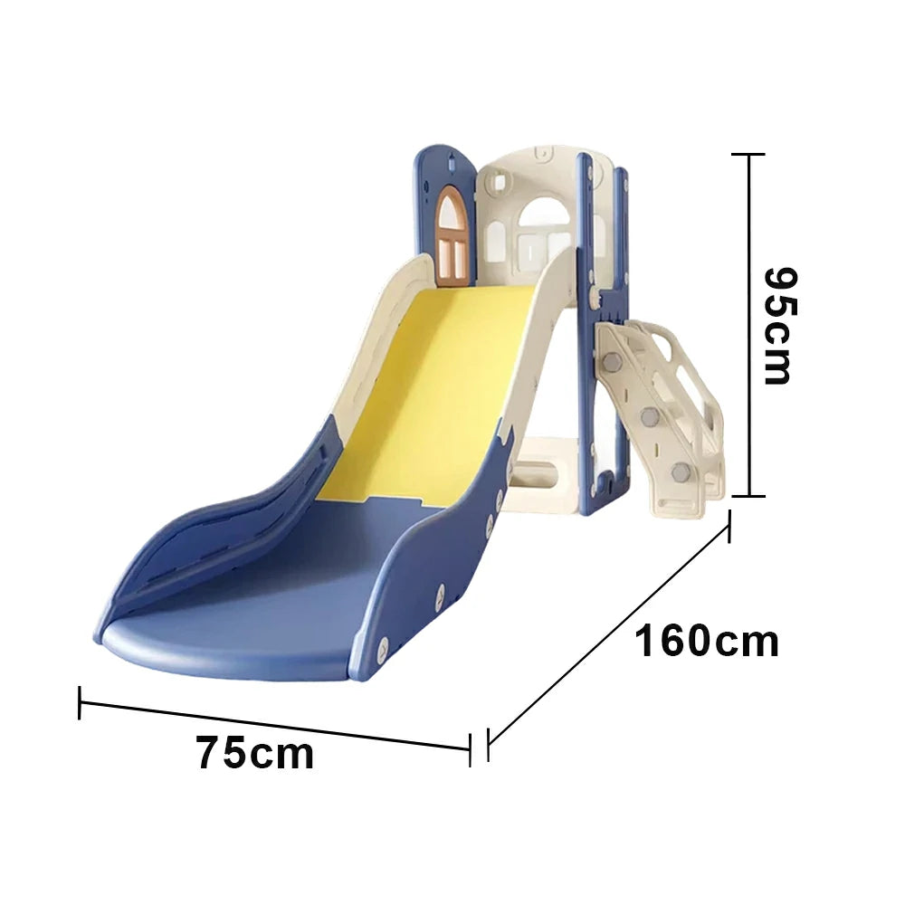 LIVARA Kids Slide, Anti-Slip Textured Surface, Stable Reinforced Base, Durable Plastic, Built-in Storage Basket - Blue