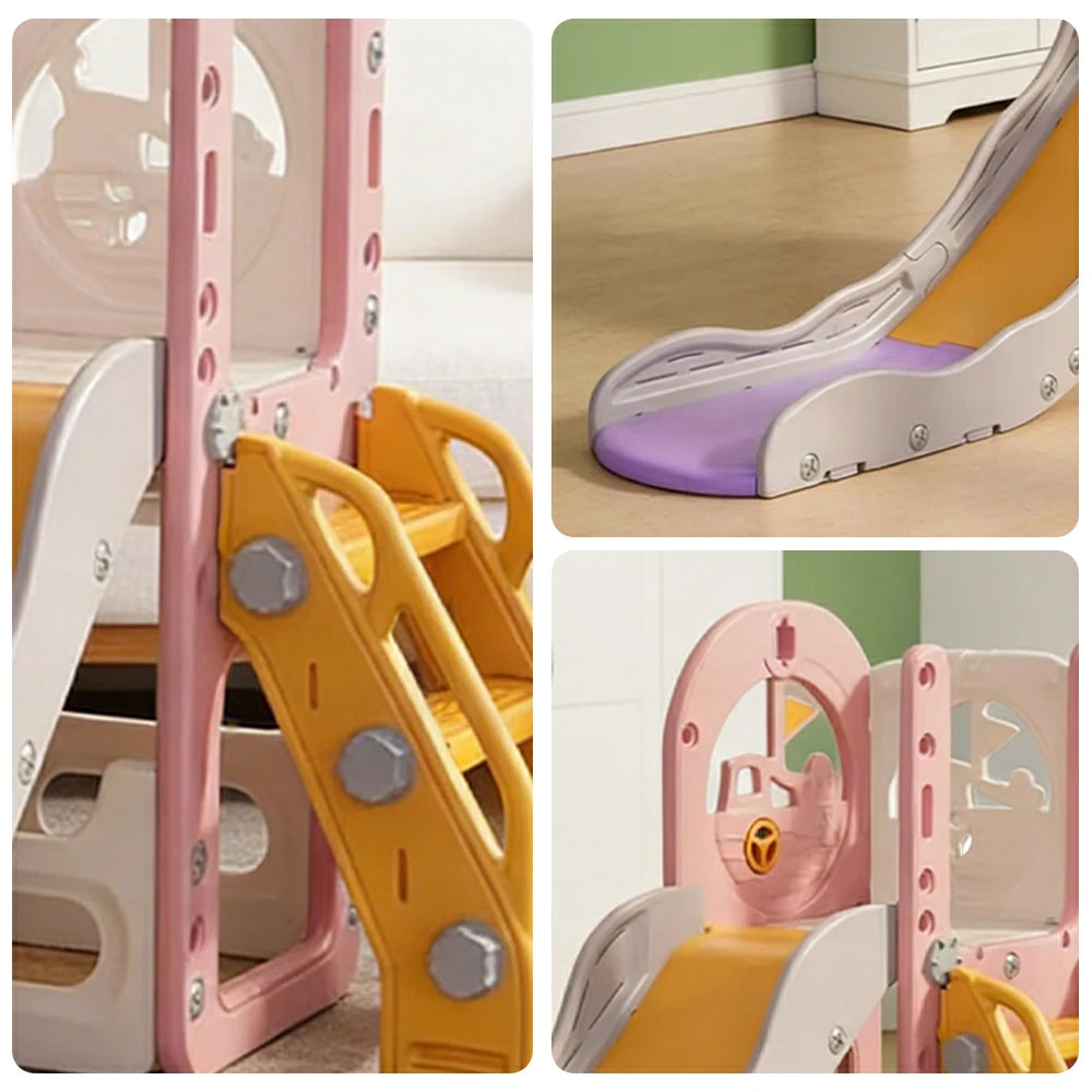 LIVARA Kids Play Slide, Anti-Slip Matte Finish, Tip-Resistant Base, Safe Rounded Edges, Integrated Toy Storage - Pink