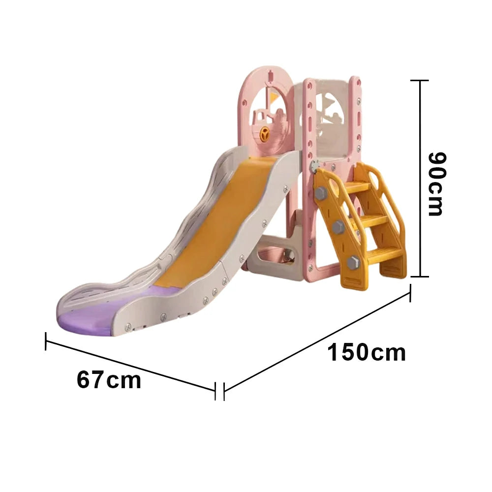 LIVARA Kids Play Slide, Anti-Slip Matte Finish, Tip-Resistant Base, Safe Rounded Edges, Integrated Toy Storage - Pink