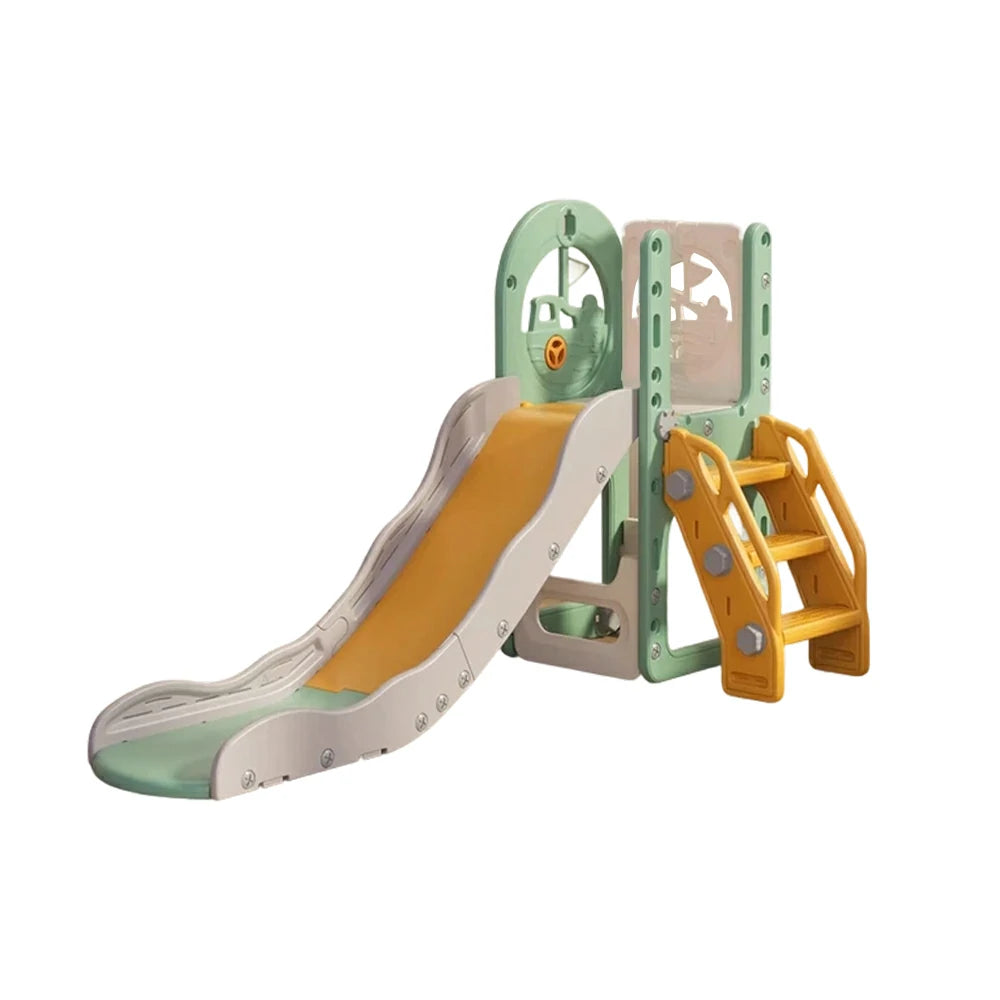 LIVARA Kids Play Slide, Anti-Slip Matte Finish, Tip-Resistant Base, Safe Rounded Edges, Integrated Toy Storage - Green