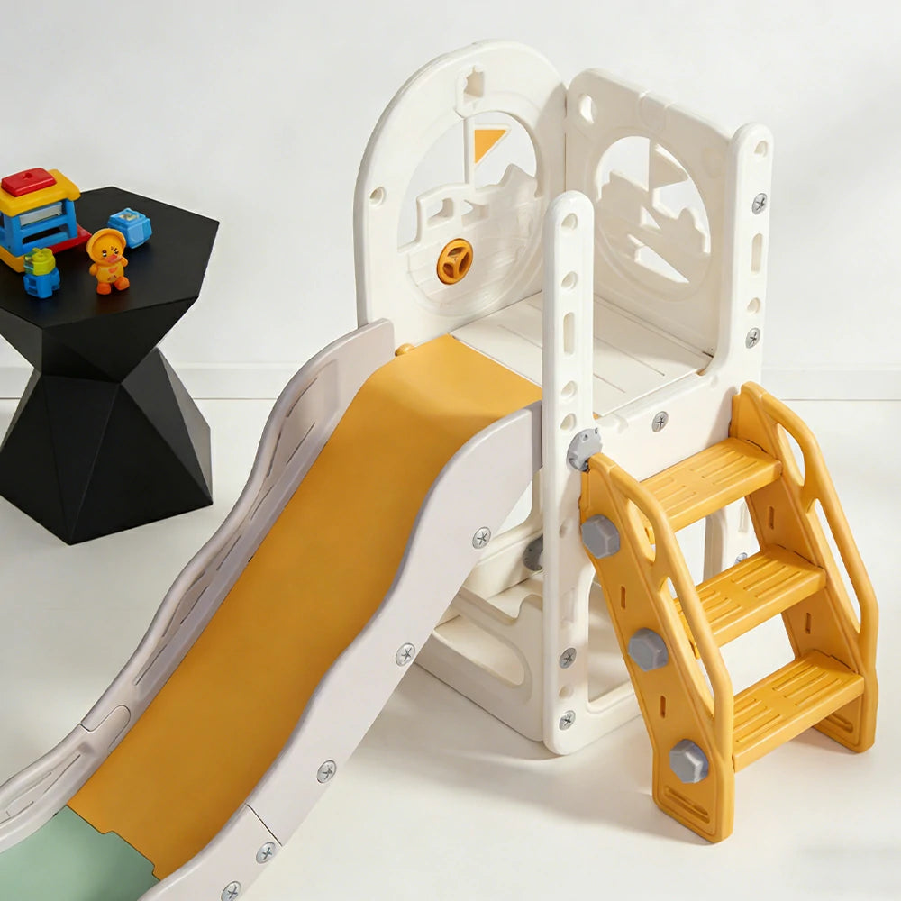 LIVARA Kids Play Slide, Anti-Slip Matte Finish, Tip-Resistant Base, Safe Rounded Edges, Integrated Toy Storage - White