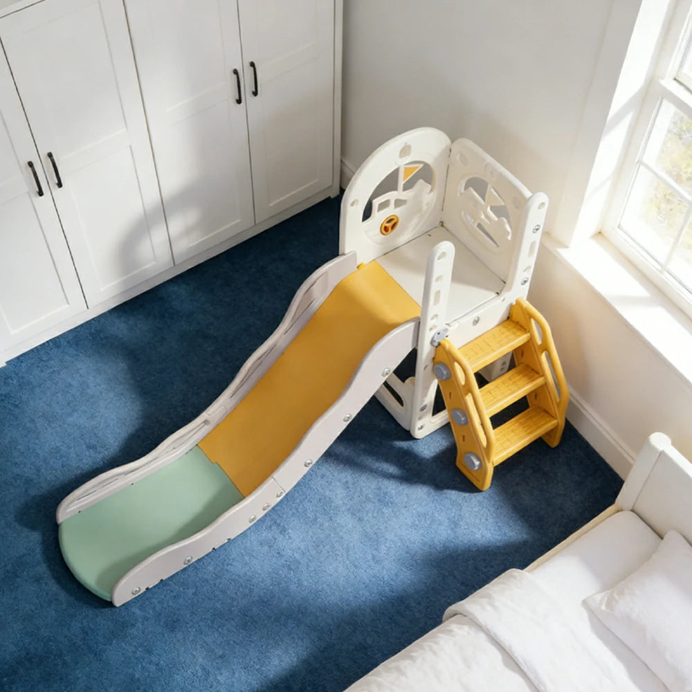 LIVARA Kids Play Slide, Anti-Slip Matte Finish, Tip-Resistant Base, Safe Rounded Edges, Integrated Toy Storage - White