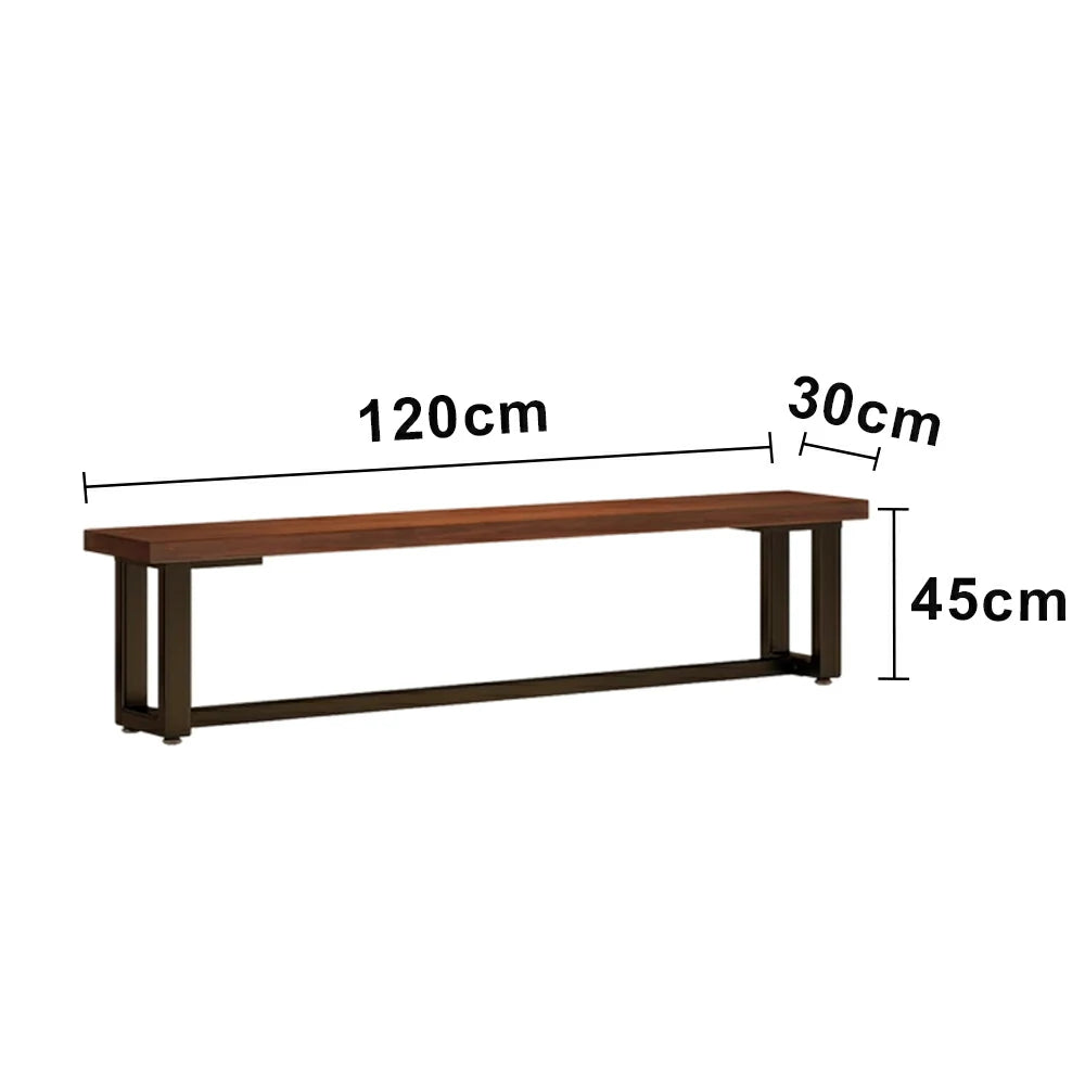 LIVARA 120/140cm Solid Wood Bench Seating - Heavy-Duty Dining & Pool Table Bench with Metal Frame, Multi-Purpose Long Bench for Home & Game Rooms - Walnut Brown