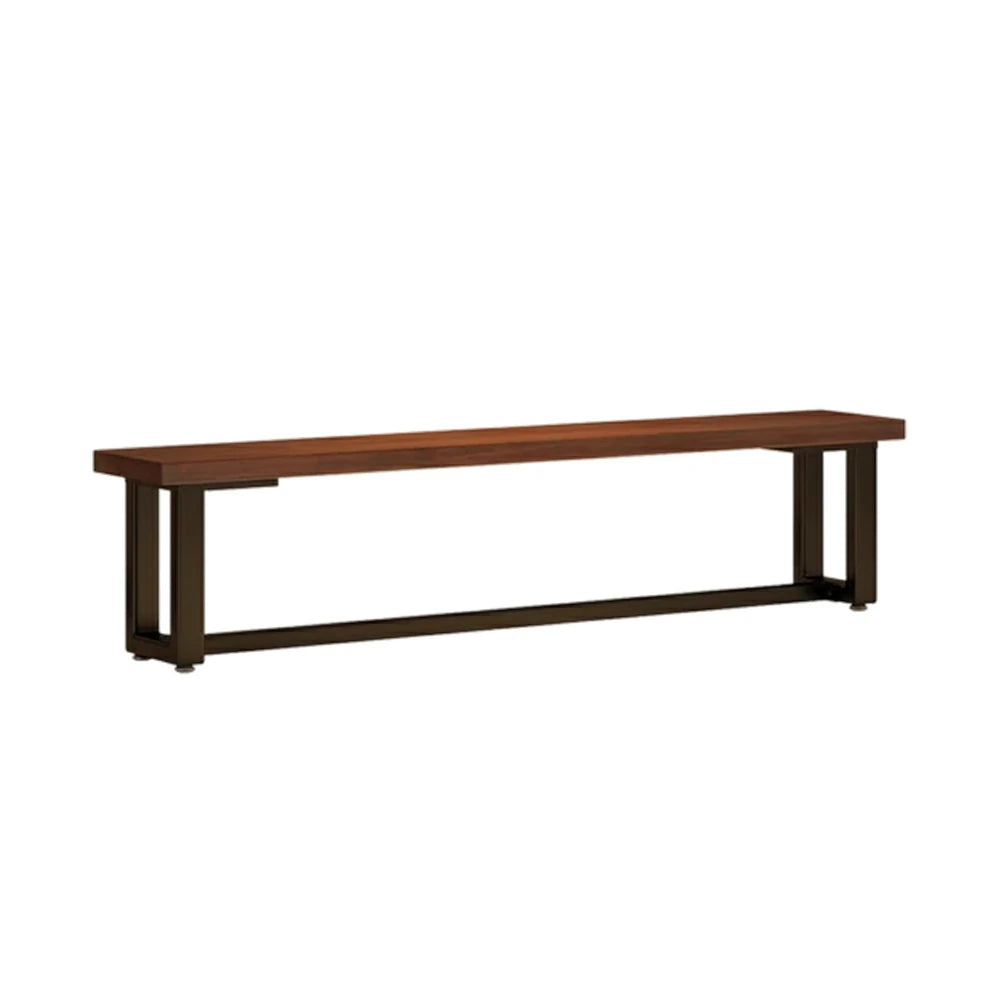 LIVARA 120/140cm Solid Wood Bench Seating - Heavy-Duty Dining & Pool Table Bench with Metal Frame, Multi-Purpose Long Bench for Home & Game Rooms - Walnut Brown