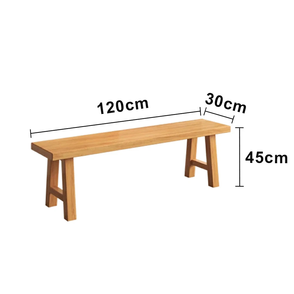 LIVARA 120/140cm Solid Wood Bench Seating - Splayed A-Frame Legs Design with 4.5cm Thick Top, Heavy-Duty Dining & Pool Table Bench for Home & Game Rooms - Natural Wood
