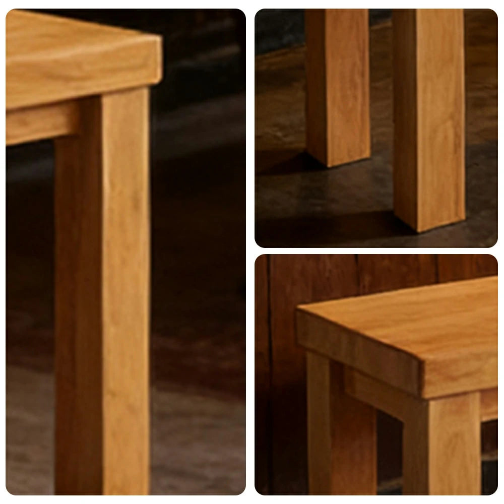 LIVARA 120/140cm Solid Wood Bench Seating - Portal Frame Legs Design with 4.5cm Thick Top, Heavy-Duty Dining & Pool Table Bench for Home & Game Rooms - Natural Wood