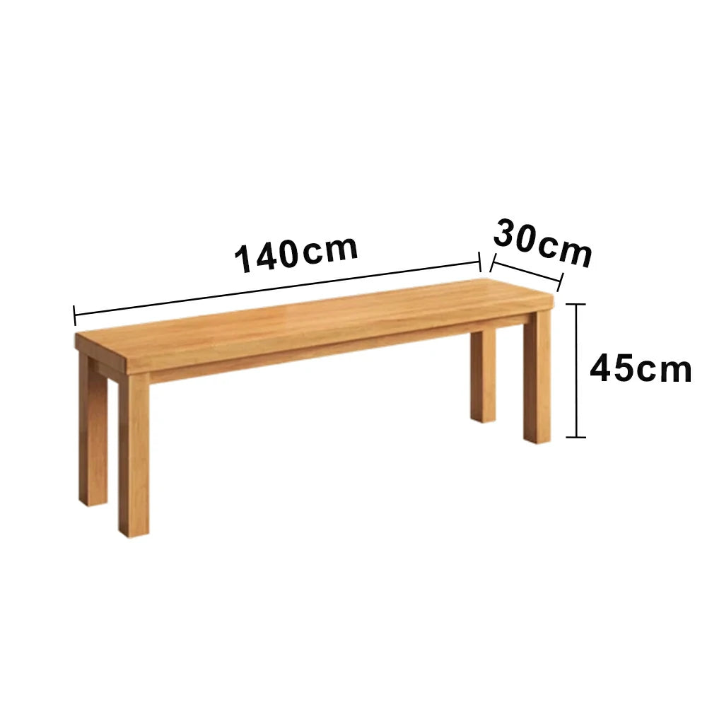 LIVARA 120/140cm Solid Wood Bench Seating - Portal Frame Legs Design with 4.5cm Thick Top, Heavy-Duty Dining & Pool Table Bench for Home & Game Rooms - Natural Wood