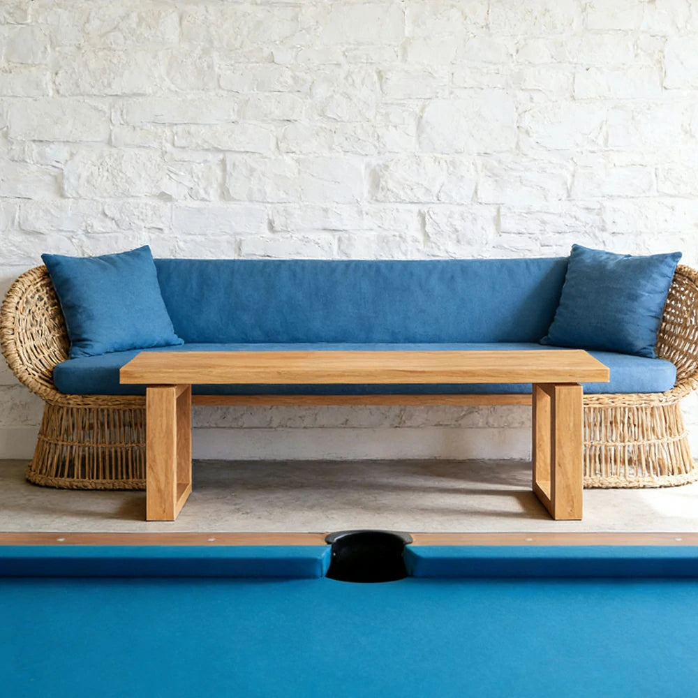 LIVARA 120/140cm Solid Wood Bench Seating - Closed Frame Square Legs Design with 4.5cm Thick Top, Heavy-Duty Dining & Pool Table Bench for Home & Game Rooms - Natural Wood