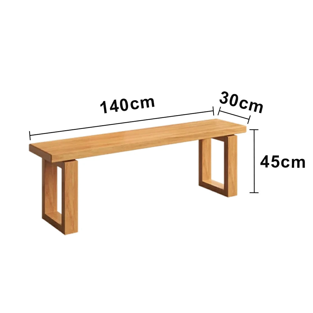 LIVARA 120/140cm Solid Wood Bench Seating - Closed Frame Square Legs Design with 4.5cm Thick Top, Heavy-Duty Dining & Pool Table Bench for Home & Game Rooms - Natural Wood