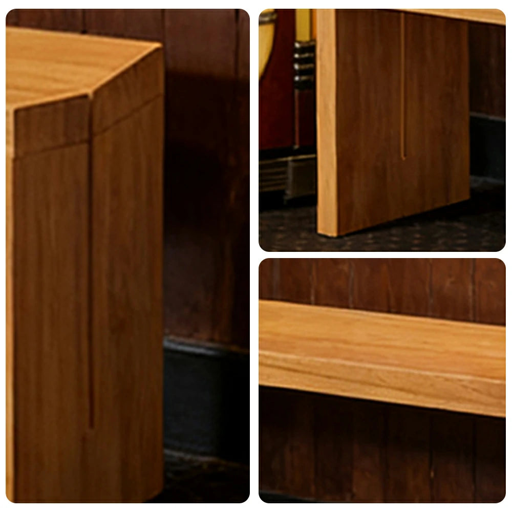 LIVARA 120/140cm Solid Wood Bench Seating - Minimalist Panel Legs Design with 4.5cm Thick Top, Heavy-Duty Dining & Pool Table Bench for Home & Game Rooms - Natural Wood