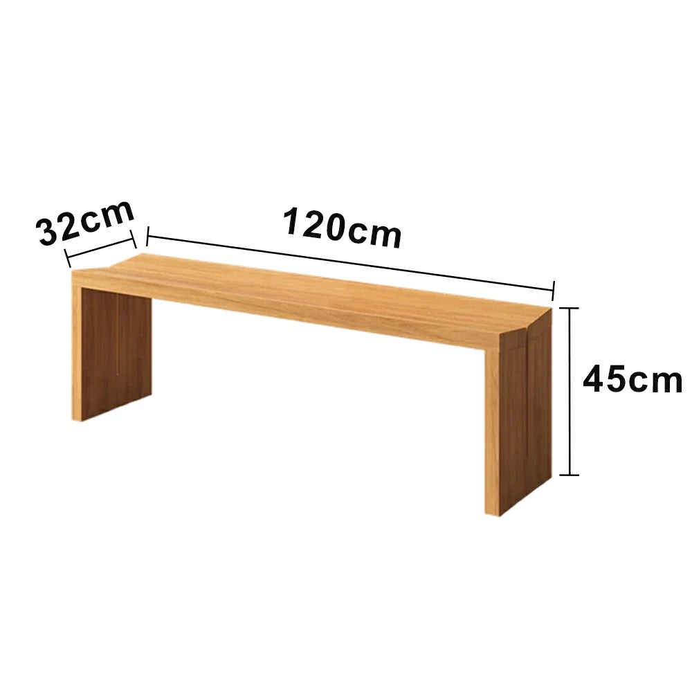 LIVARA 120/140cm Solid Wood Bench Seating - Minimalist Panel Legs Design with 4.5cm Thick Top, Heavy-Duty Dining & Pool Table Bench for Home & Game Rooms - Natural Wood
