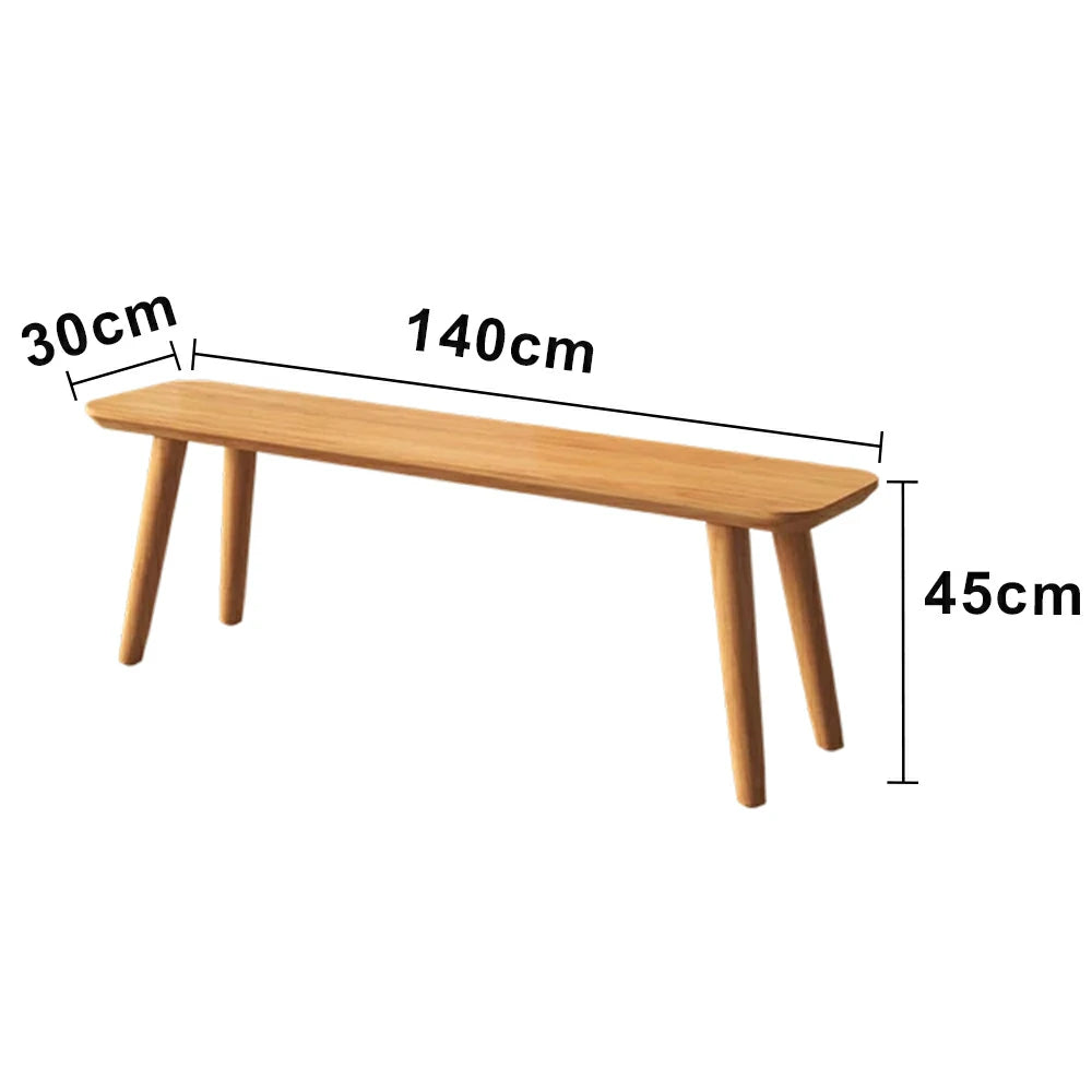 LIVARA 120/140cm Solid Wood Bench Seating - Tapered Round Legs Design with 4.5cm Thick Top, Heavy-Duty Dining & Pool Table Bench for Home & Game Rooms - Natural Wood