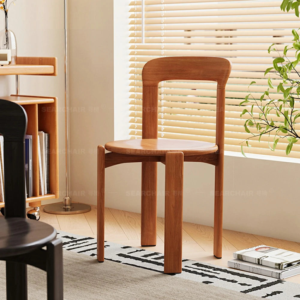 LIVARA Dining Chair - Ergonomic Curved Backrest - Solid Wood Frame - Thickened Stable Legs for Home & Cafe Use - Walnut