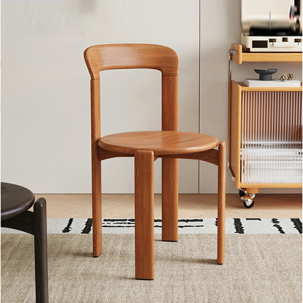 LIVARA Dining Chair - Ergonomic Curved Backrest - Solid Wood Frame - Thickened Stable Legs for Home & Cafe Use - Walnut