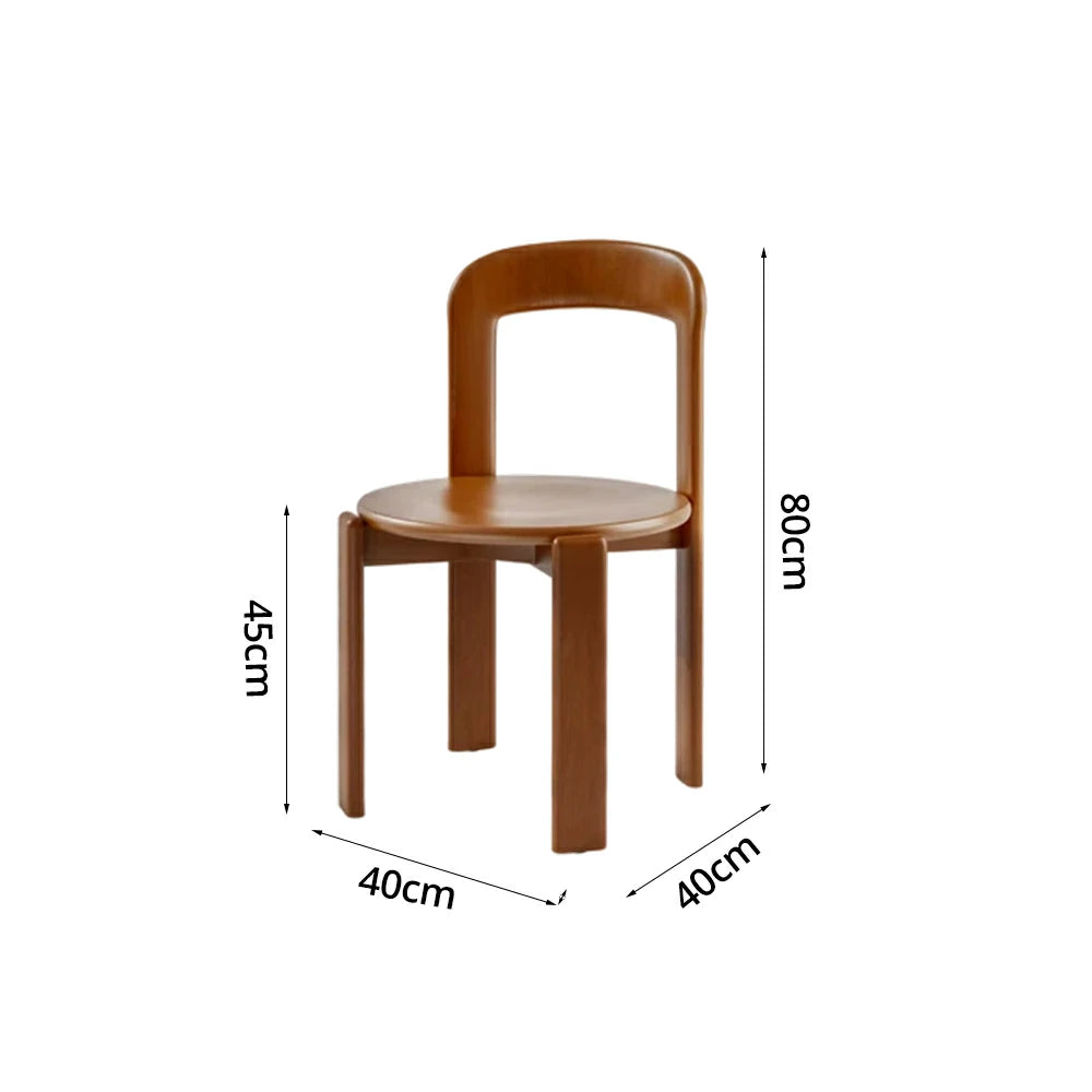 LIVARA Dining Chair - Ergonomic Curved Backrest - Solid Wood Frame - Thickened Stable Legs for Home & Cafe Use - Walnut