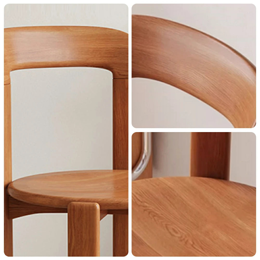 LIVARA Dining Chair - Ergonomic Curved Backrest - Solid Wood Frame - Thickened Stable Legs for Home & Cafe Use - Walnut