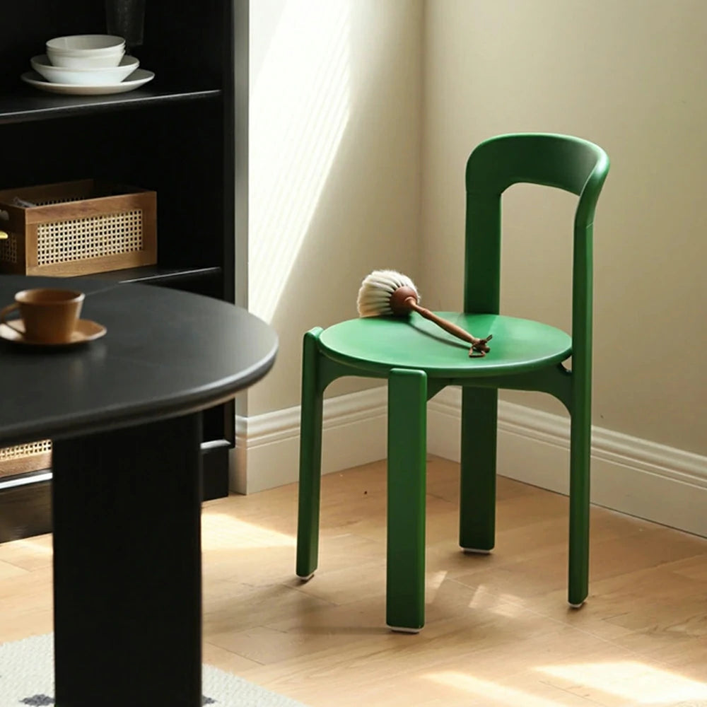 LIVARA Dining Chair - Ergonomic Curved Backrest - Solid Wood Frame - Thickened Stable Legs for Home & Cafe Use - Green
