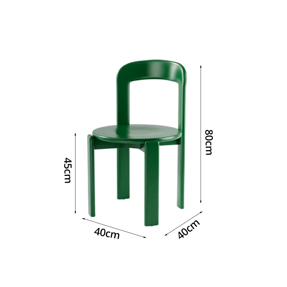 LIVARA Dining Chair - Ergonomic Curved Backrest - Solid Wood Frame - Thickened Stable Legs for Home & Cafe Use - Green
