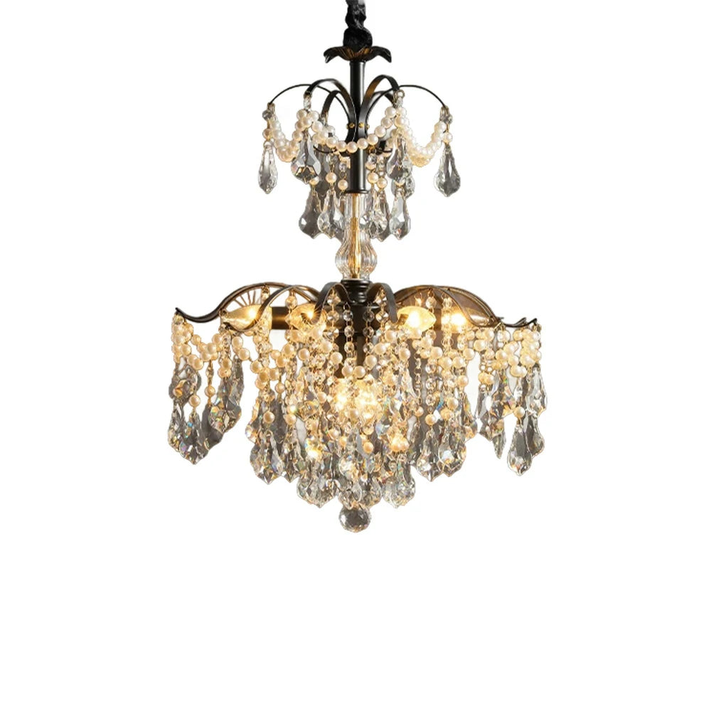 LIVARA Crystal Pendant Light 50/65/80cm High-Quality Iron Frame, Adjustable Height, Crystal Beads, Elegant Light Diffusion