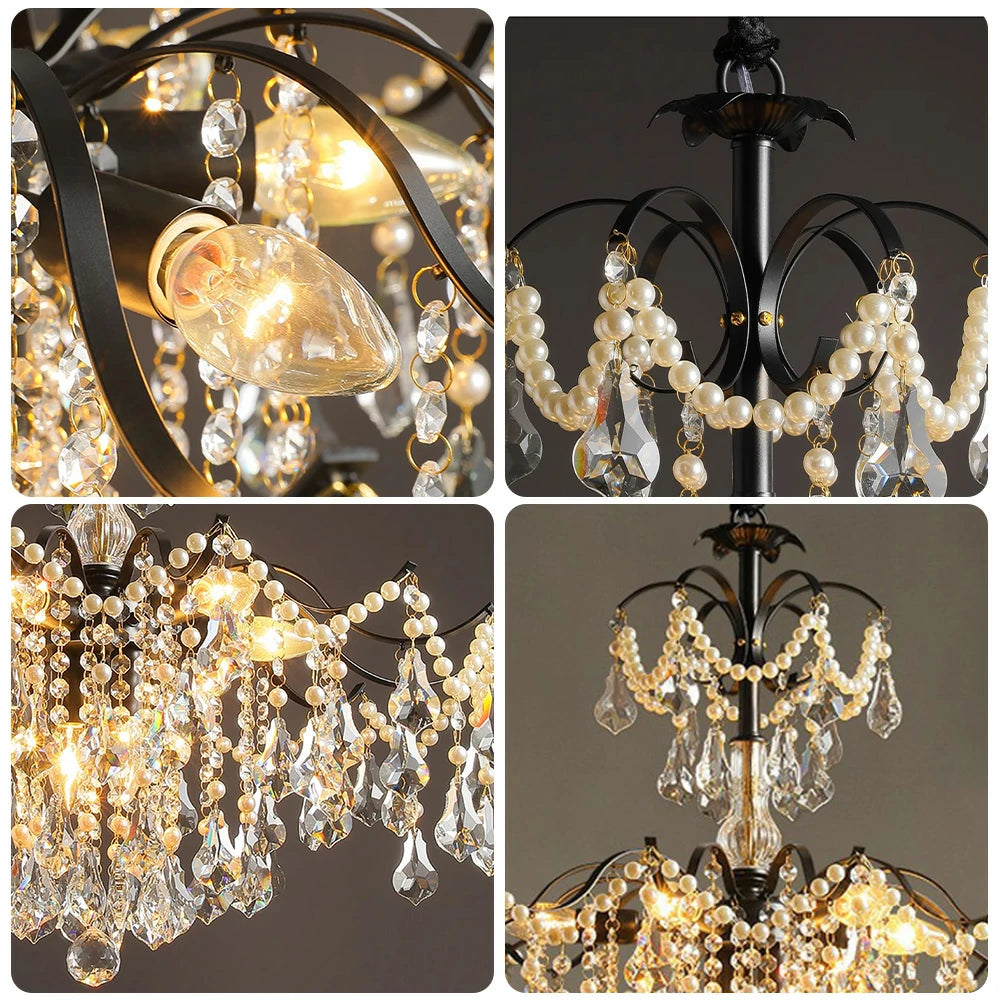 LIVARA Crystal Pendant Light 50/65/80cm High-Quality Iron Frame, Adjustable Height, Crystal Beads, Elegant Light Diffusion