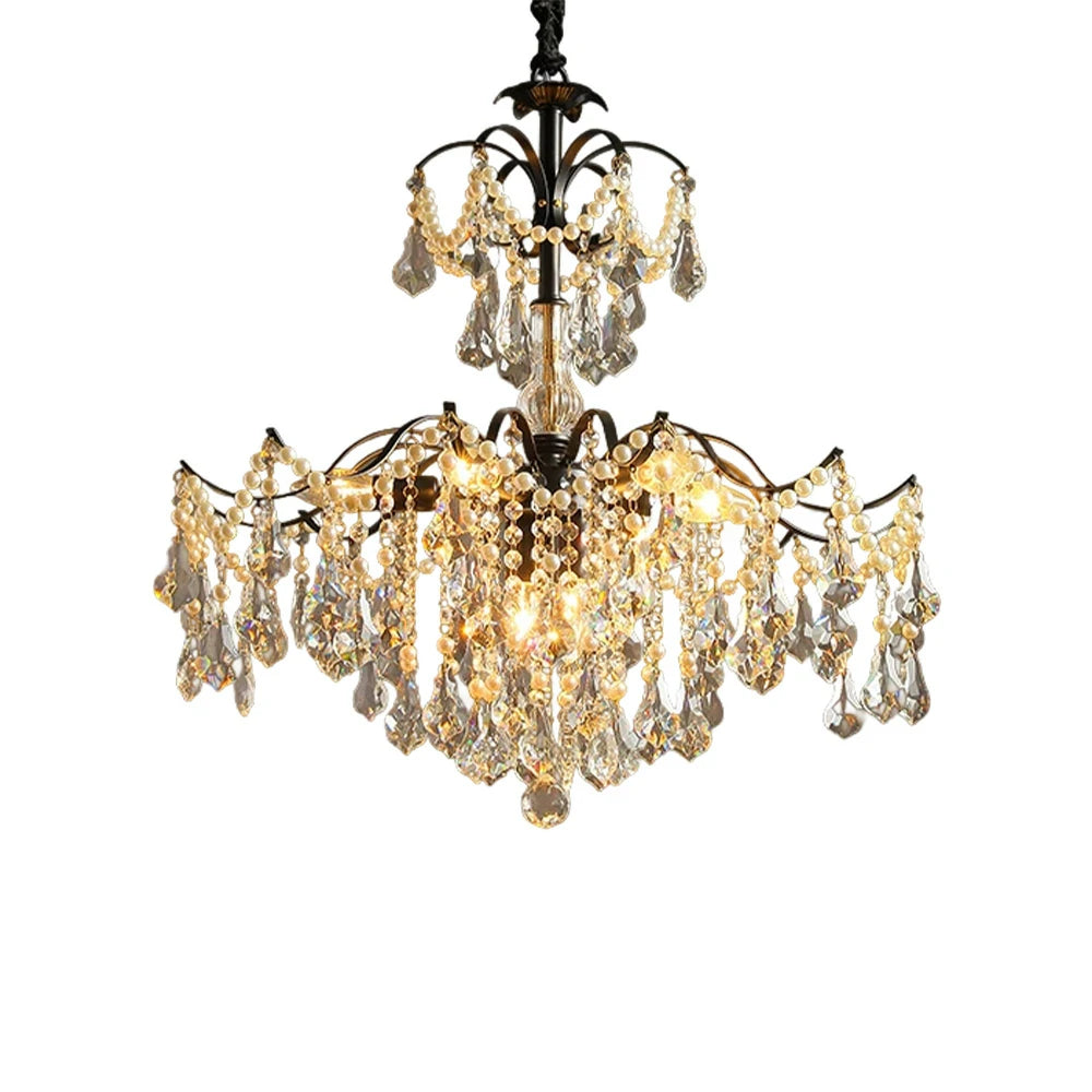 LIVARA Crystal Pendant Light 50/65/80cm High-Quality Iron Frame, Adjustable Height, Crystal Beads, Elegant Light Diffusion