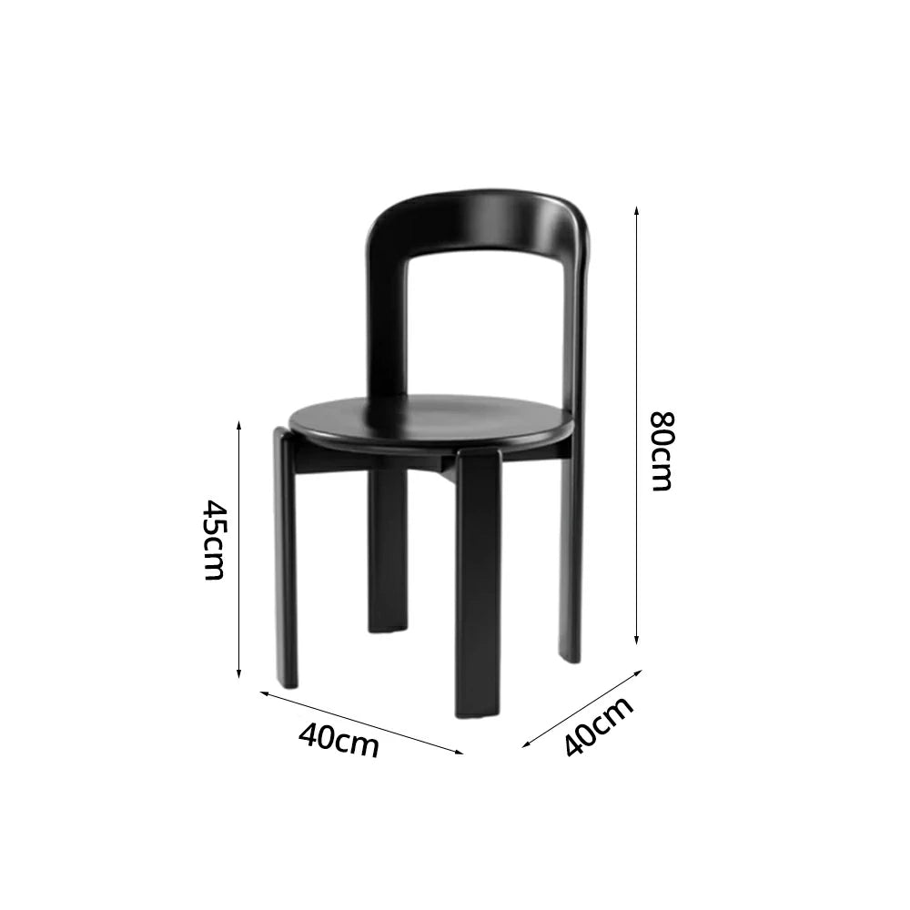 LIVARA Dining Chair - Ergonomic Curved Backrest - Solid Wood Frame - Thickened Stable Legs for Home & Cafe Use - Black