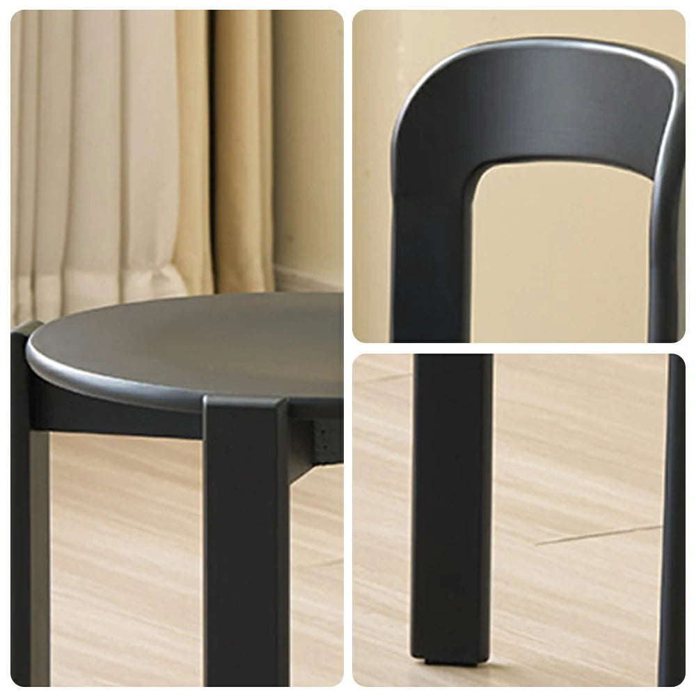 LIVARA Dining Chair - Ergonomic Curved Backrest - Solid Wood Frame - Thickened Stable Legs for Home & Cafe Use - Black
