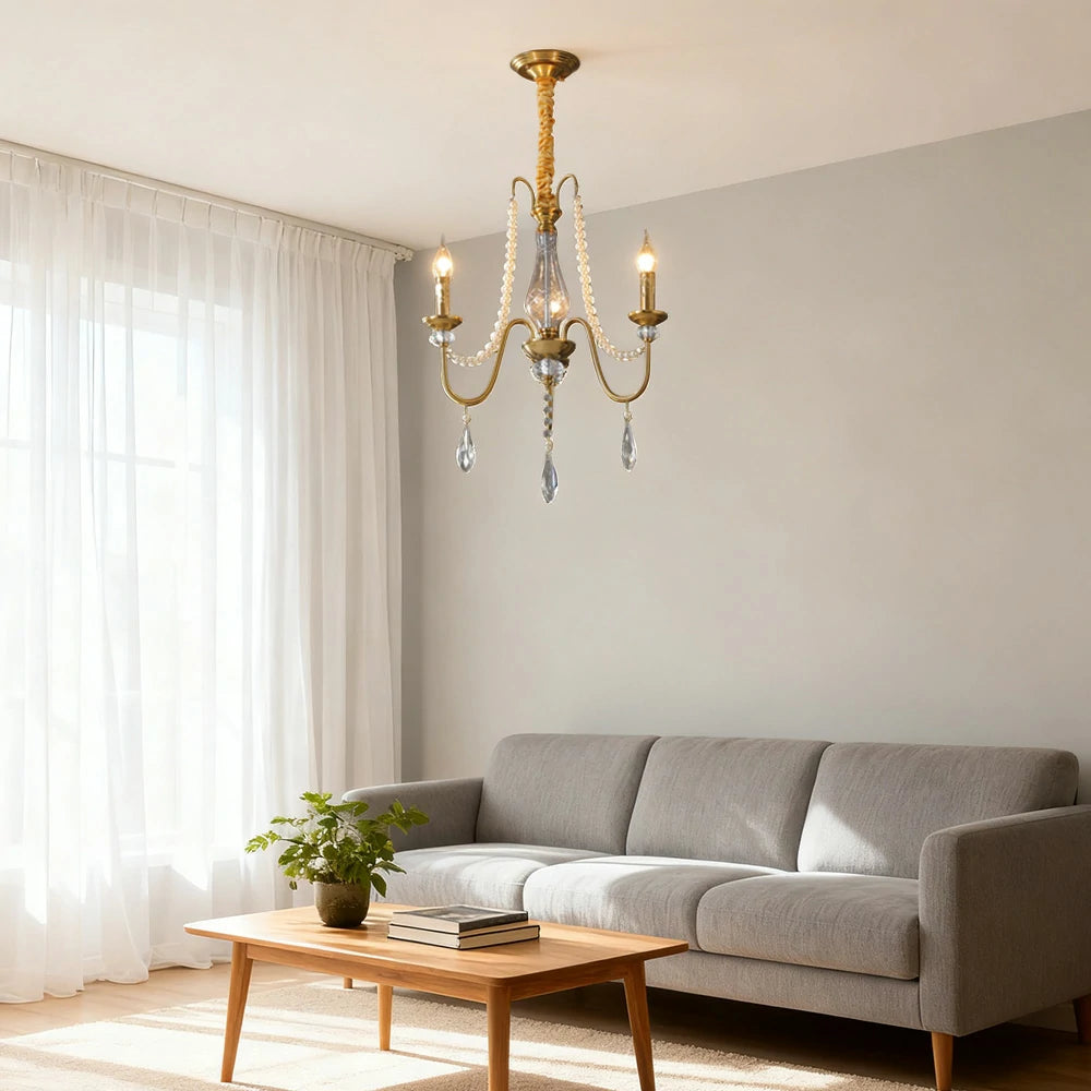 LIVARA Crystal Pendant Light 50/62/71cm - Premium Crystal Beads, Electroplated Alloy Frame, Adjustable Chain, Elegant Light Diffusion