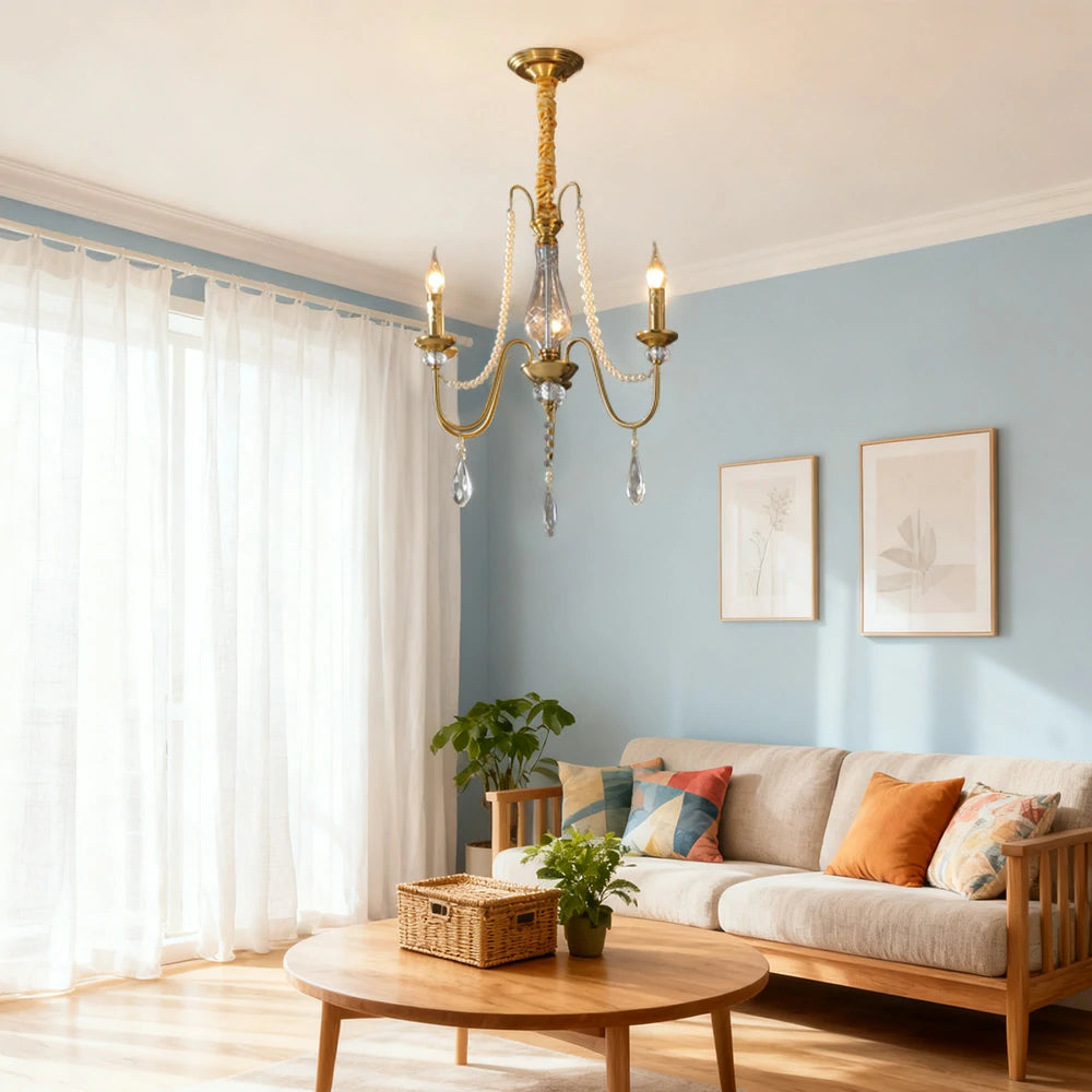 LIVARA Crystal Pendant Light 50/62/71cm - Premium Crystal Beads, Electroplated Alloy Frame, Adjustable Chain, Elegant Light Diffusion