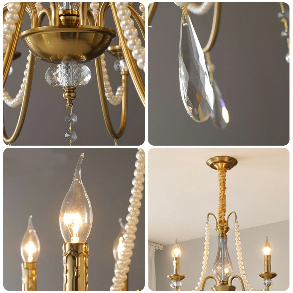 LIVARA Crystal Pendant Light 50/62/71cm - Premium Crystal Beads, Electroplated Alloy Frame, Adjustable Chain, Elegant Light Diffusion