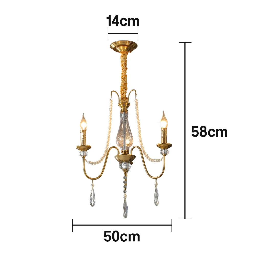 LIVARA Crystal Pendant Light 50/62/71cm - Premium Crystal Beads, Electroplated Alloy Frame, Adjustable Chain, Elegant Light Diffusion