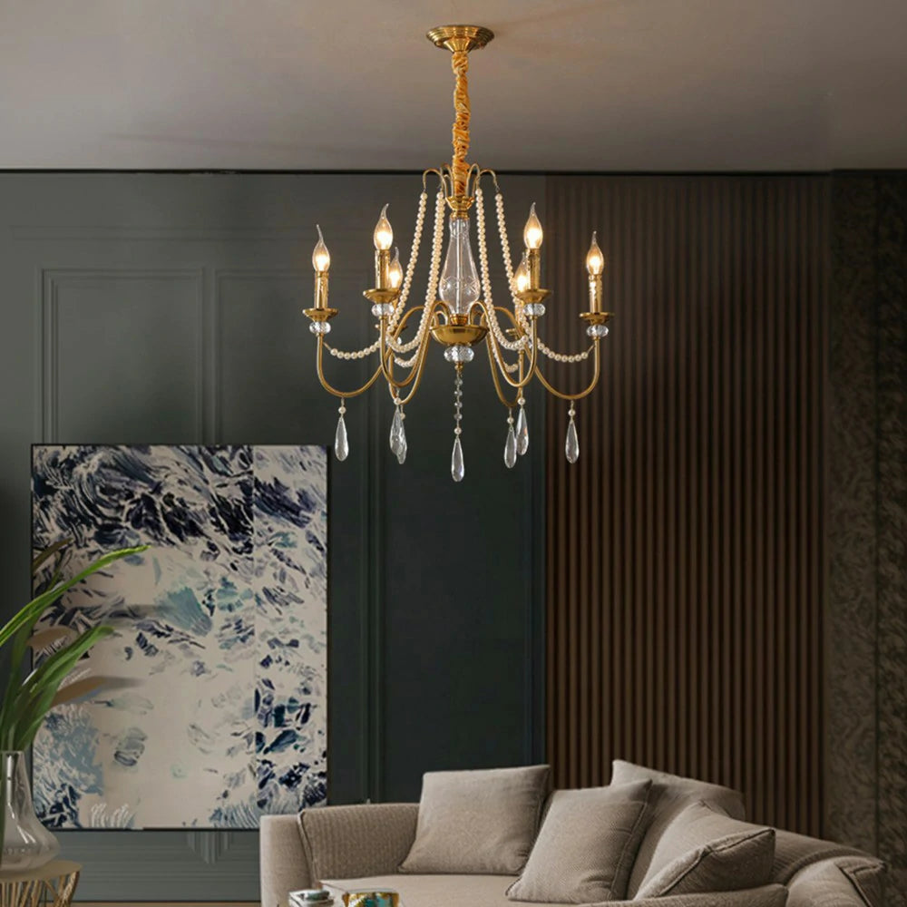 LIVARA Crystal Pendant Light 50/62/71cm - Premium Crystal Beads, Electroplated Alloy Frame, Adjustable Chain, Elegant Light Diffusion