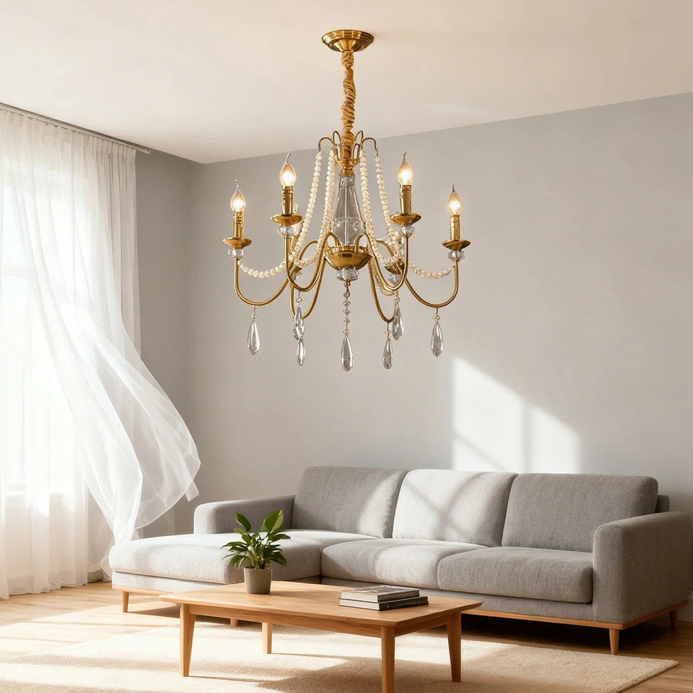 LIVARA Crystal Pendant Light 50/62/71cm - Premium Crystal Beads, Electroplated Alloy Frame, Adjustable Chain, Elegant Light Diffusion