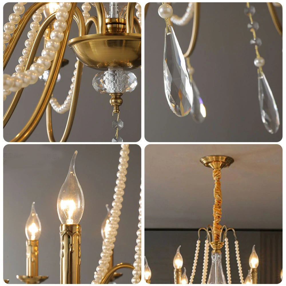 LIVARA Crystal Pendant Light 50/62/71cm - Premium Crystal Beads, Electroplated Alloy Frame, Adjustable Chain, Elegant Light Diffusion