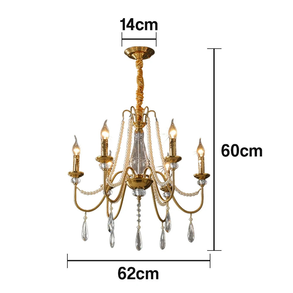 LIVARA Crystal Pendant Light 50/62/71cm - Premium Crystal Beads, Electroplated Alloy Frame, Adjustable Chain, Elegant Light Diffusion