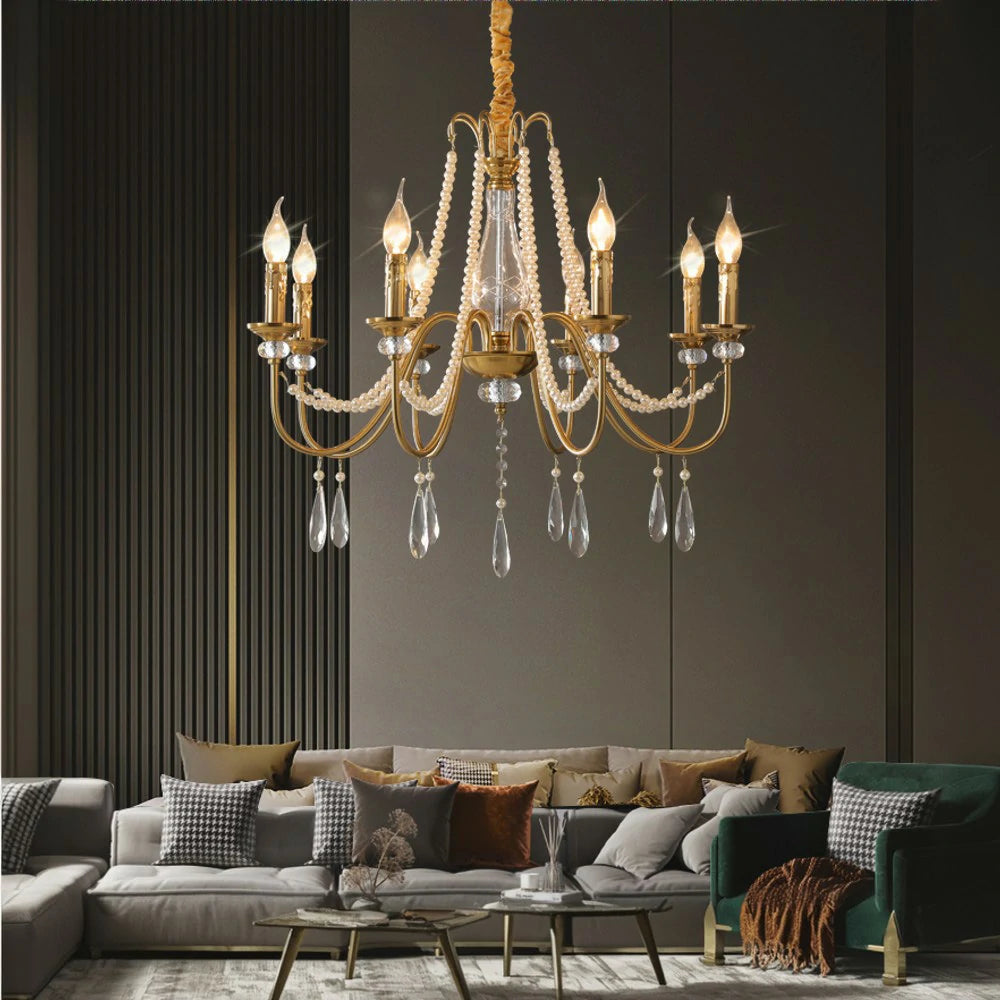 LIVARA Crystal Pendant Light 50/62/71cm - Premium Crystal Beads, Electroplated Alloy Frame, Adjustable Chain, Elegant Light Diffusion