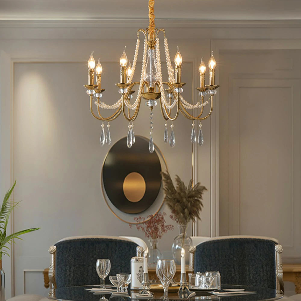 LIVARA Crystal Pendant Light 50/62/71cm - Premium Crystal Beads, Electroplated Alloy Frame, Adjustable Chain, Elegant Light Diffusion