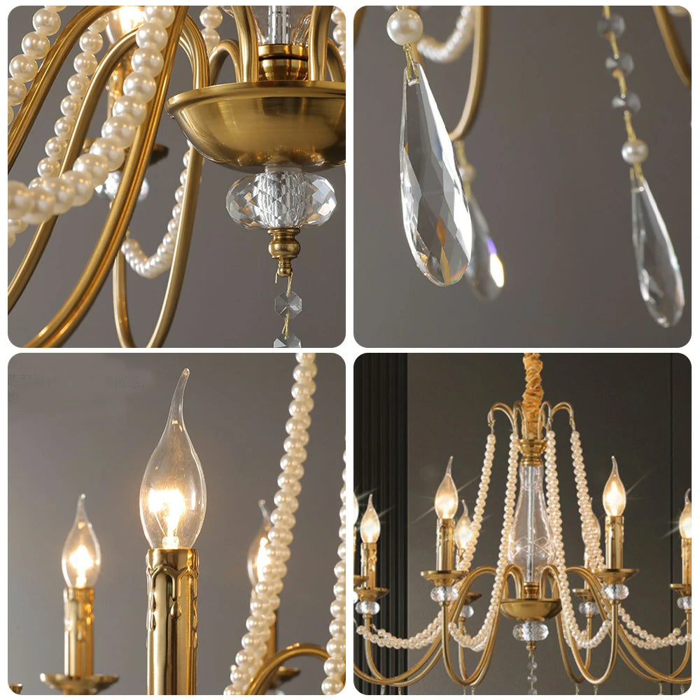 LIVARA Crystal Pendant Light 50/62/71cm - Premium Crystal Beads, Electroplated Alloy Frame, Adjustable Chain, Elegant Light Diffusion