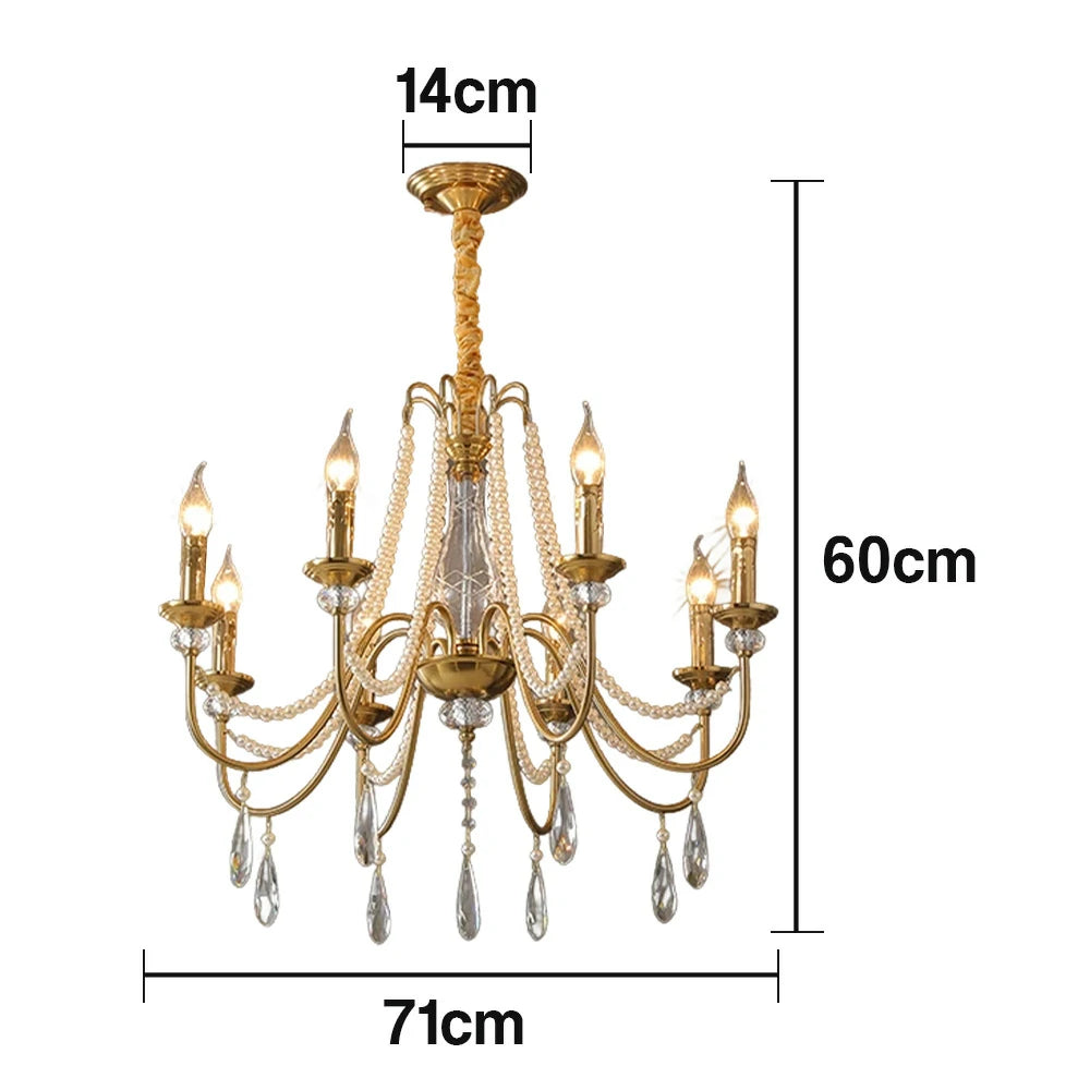 LIVARA Crystal Pendant Light 50/62/71cm - Premium Crystal Beads, Electroplated Alloy Frame, Adjustable Chain, Elegant Light Diffusion