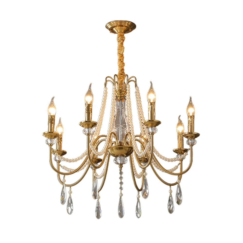 LIVARA Crystal Pendant Light 50/62/71cm - Premium Crystal Beads, Electroplated Alloy Frame, Adjustable Chain, Elegant Light Diffusion