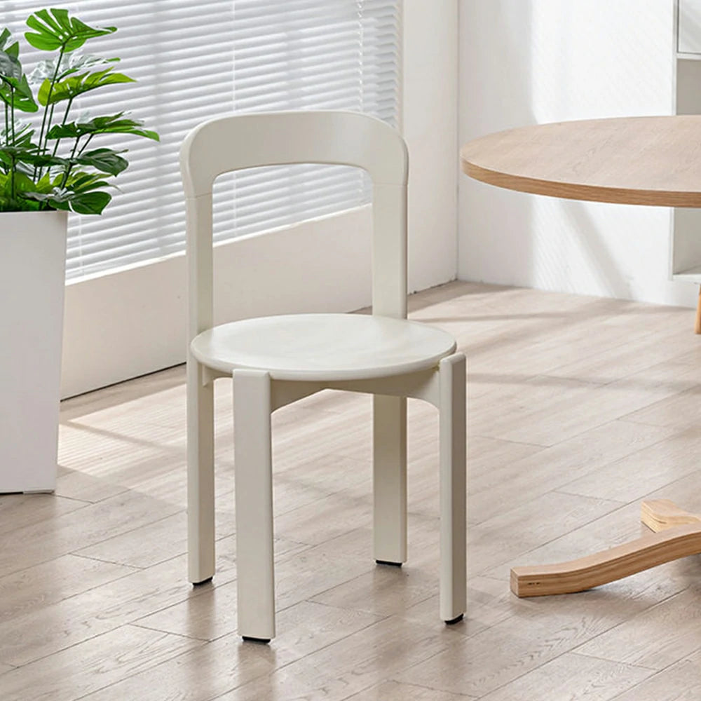 LIVARA Dining Chair - Ergonomic Curved Backrest - Solid Wood Frame - Thickened Stable Legs for Home & Cafe Use - White