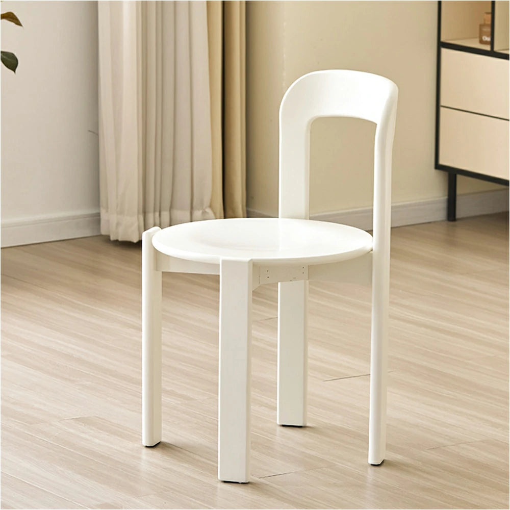 LIVARA Dining Chair - Ergonomic Curved Backrest - Solid Wood Frame - Thickened Stable Legs for Home & Cafe Use - White