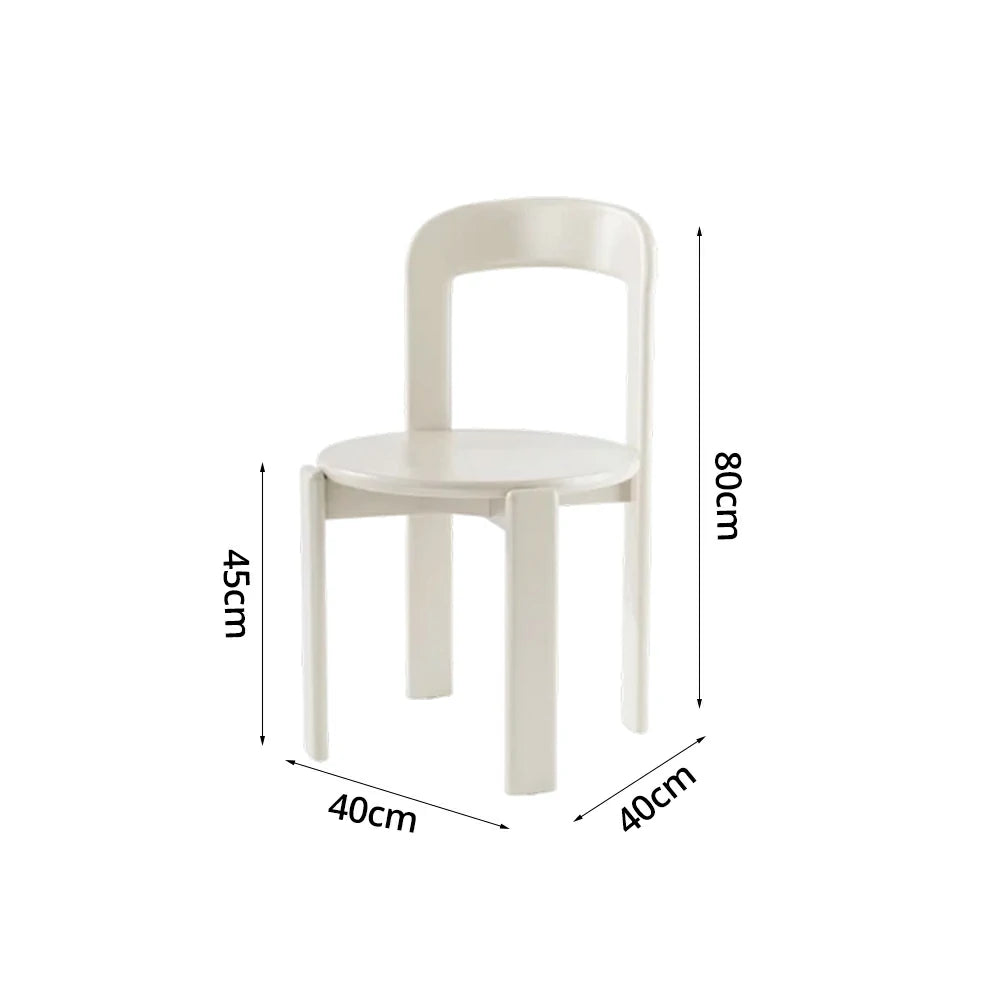 LIVARA Dining Chair - Ergonomic Curved Backrest - Solid Wood Frame - Thickened Stable Legs for Home & Cafe Use - White