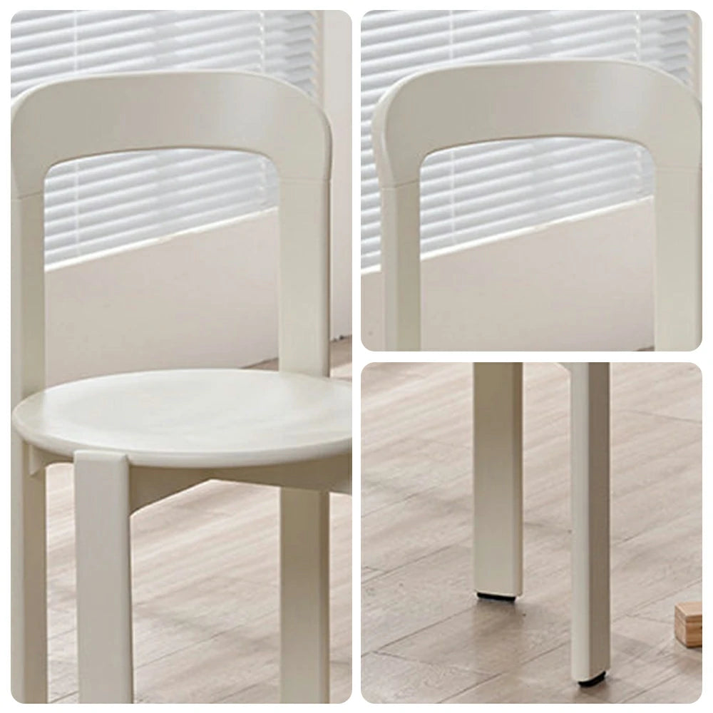 LIVARA Dining Chair - Ergonomic Curved Backrest - Solid Wood Frame - Thickened Stable Legs for Home & Cafe Use - White
