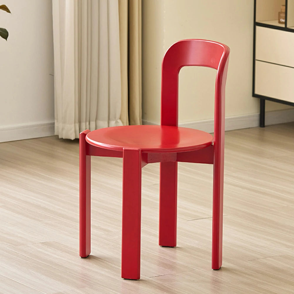 LIVARA Dining Chair - Ergonomic Curved Backrest - Solid Wood Frame - Thickened Stable Legs for Home & Cafe Use - Red