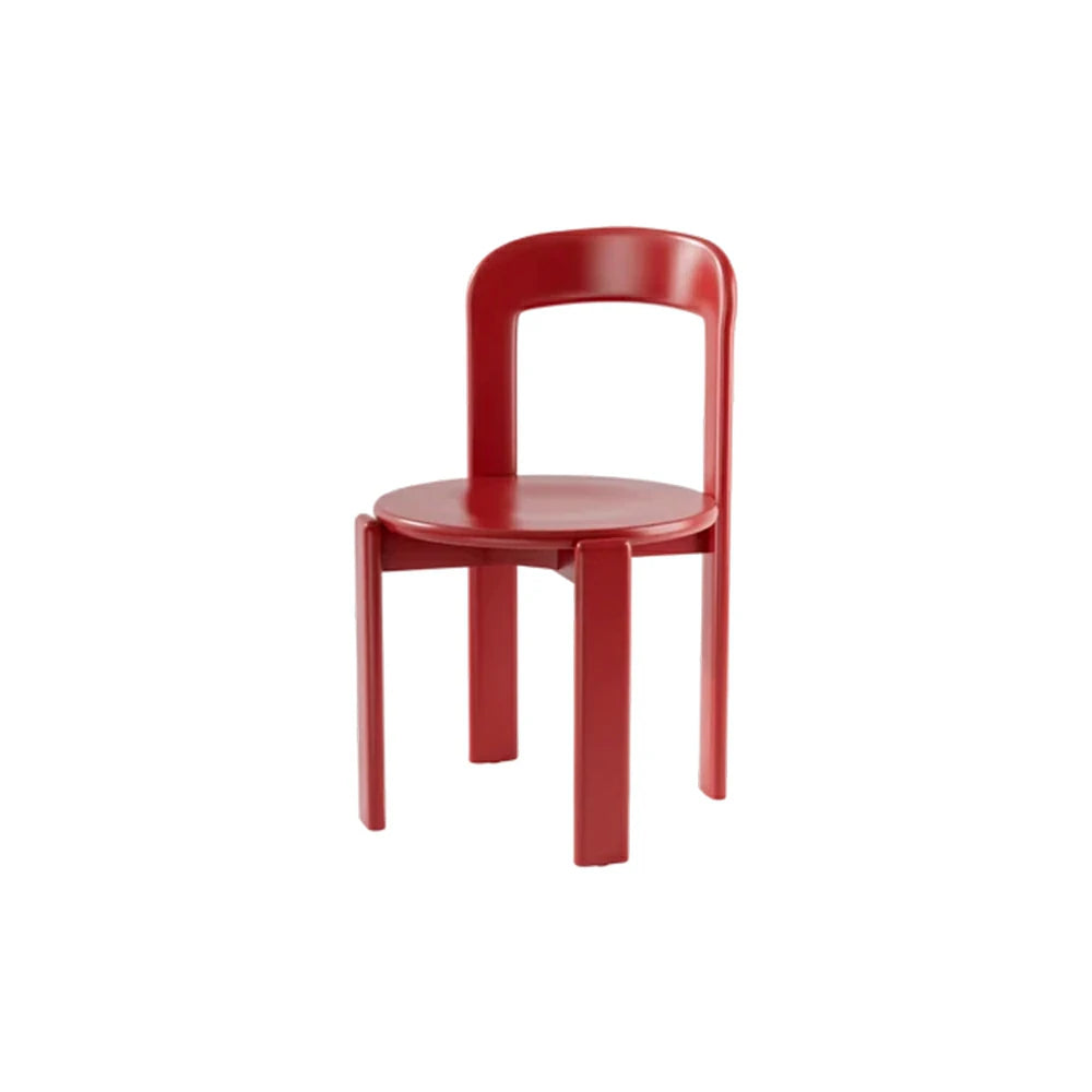 LIVARA Dining Chair - Ergonomic Curved Backrest - Solid Wood Frame - Thickened Stable Legs for Home & Cafe Use - Red