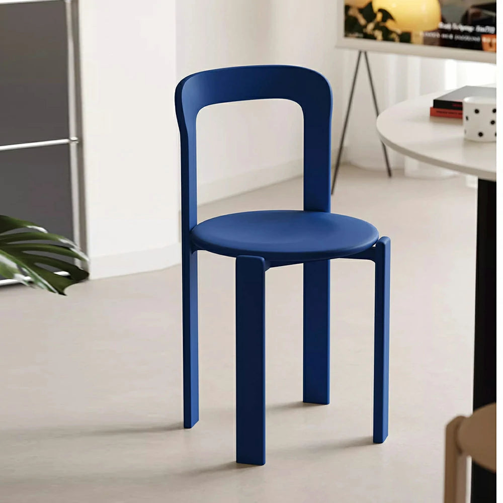 LIVARA Dining Chair - Ergonomic Curved Backrest - Solid Wood Frame - Thickened Stable Legs for Home & Cafe Use - Blue