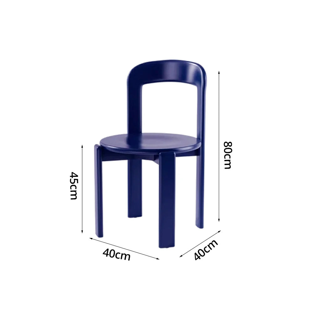 LIVARA Dining Chair - Ergonomic Curved Backrest - Solid Wood Frame - Thickened Stable Legs for Home & Cafe Use - Blue
